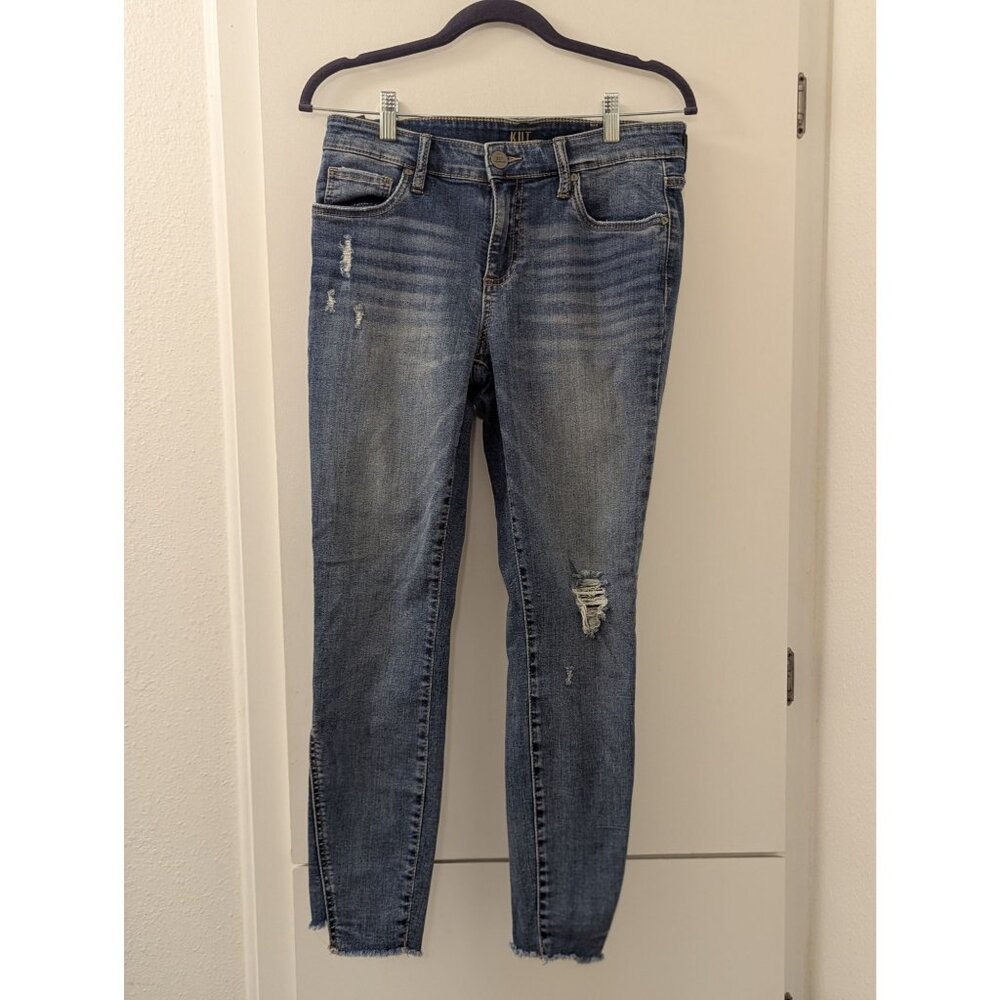 Kut From The Kloth Distressed Skinny Jeans Raw Hem Light Wash Womens Size 6